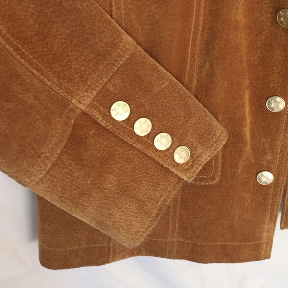Brown suede jacket with snap buttons - Picture 8 of 12